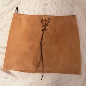 Bebe Tan Suede Mini Skirt
